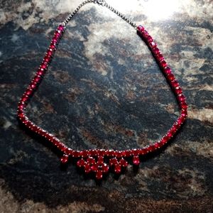 62 natural rubies set in 925 silver necklace